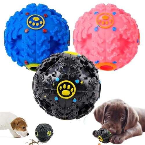 LUCKKY 3 Stück Vetlora Dog Ball, Vetlora Hundeball, Robuster Hunde Ball, Sound Hundeball, interaktives Hundespielzeug, Naturkautschuk Welpenspielzeug Welpe Intelligenz Ball mit Futter-Spender (L) von LUCKKY