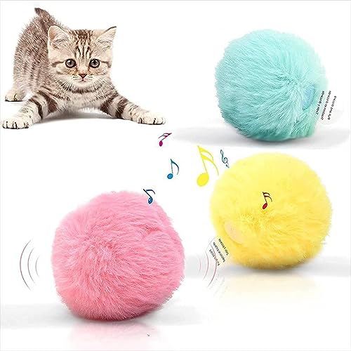 LUCKKY 3PCS Smart Interactive Ball Toy for Cat, Interaktives Katzenspielzeug Ball, Katzenspielzeug mit Katzenminze,Kätzchenspielzeug Plüsch Balle mit 3 Sound, Katzenspielzeug Selbstbeschäftigung von LUCKKY