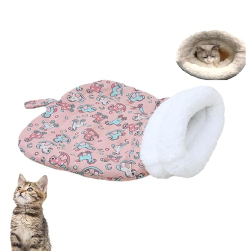 LUCKKY Cat Winter Sleeping Bag, Katze Winterschlafsack, Katzenschlafsack für Innenkatzen, Hund, Katze Winter Warm Schlafsack, Plüschweiches Haustierbett, Komfort Katzenbett Höhle (Rosa) von LUCKKY