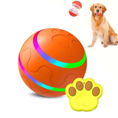 LUCKKY Chew-Resistant Smart Pet Ball, Interaktives Hundespielzeug Ball, Aktivierter rollender Ball für Hunde, Automatisch Rollender Haustierball mit ferngesteuerten LED-Licht, USB Aufladbar von LUCKKY