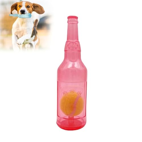 LUCKKY Crunchnplay Bottle Toy, Chew & Squeeze Buddy Play Bottle Toy, Crunchnplay Flaschenspielzeug, Zentric shop Flaschenspielzeug für Hunde, Plastikflaschen-Spielzeug für Hunde (Rot) von LUCKKY