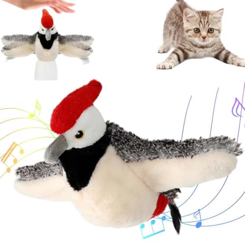 LUCKKY Interactive Flying Bird Cat Toys for Indoor Cats, Interaktives Katzenspielzeug Vogel, Simulierter Zwitschernder Vogel, Fliegender Vogel Katzenspielzeug mit Katzenminze von LUCKKY