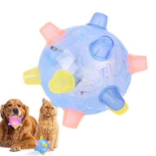 LUCKKY Jumping Activation Ball for Dogs, Springender Aktivierungsball für Hunde, Springender Aktivierungsball Haustier-LED-Springender Ball mit Musik, Lumineszenz Interaktives Hundespielzeug (Blau) von LUCKKY