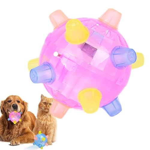 LUCKKY Jumping Activation Ball for Dogs, Springender Aktivierungsball für Hunde, Springender Aktivierungsball Haustier-LED-Springender Ball mit Musik, Lumineszenz Interaktives Hundespielzeug (Rosa) von LUCKKY