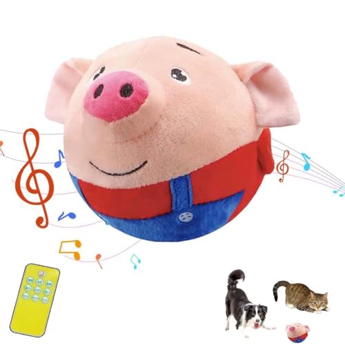 LUCKKY Puptex Bouncing Piggy, 2025 Neu Aktives Bewegliches Haustier Plüschtier, Interaktives Hundespielzeug, Sprechendes Tier Plüschtier, Waschbare Cartoon Schwein Plüsch Sound Elektronisches von LUCKKY