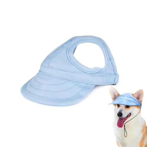 Outdoor Sun Protection Hood for Dogs, Outdoor-Sonnenschutzhaube für Hunde, Sommer Outdoor Haustier Sonnenschutz Hut, Verstellbarer Hund Sonnenschutz Baseballkappe mit Ohrlöcher (Blau, L) von LUCKKY