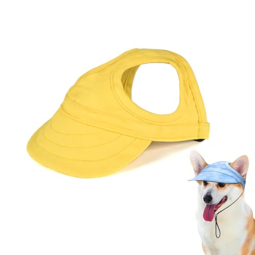 Outdoor Sun Protection Hood for Dogs, Outdoor-Sonnenschutzhaube für Hunde, Sommer Outdoor Haustier Sonnenschutz Hut, Verstellbarer Hund Sonnenschutz Baseballkappe mit Ohrlöcher (Gelb, L) von LUCKKY