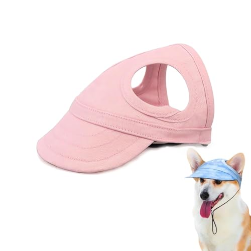 Outdoor Sun Protection Hood for Dogs, Outdoor-Sonnenschutzhaube für Hunde, Sommer Outdoor Haustier Sonnenschutz Hut, Verstellbarer Hund Sonnenschutz Baseballkappe mit Ohrlöcher (Rosa, L) von LUCKKY