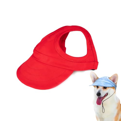 Outdoor Sun Protection Hood for Dogs, Outdoor-Sonnenschutzhaube für Hunde, Sommer Outdoor Haustier Sonnenschutz Hut, Verstellbarer Hund Sonnenschutz Baseballkappe mit Ohrlöcher (Rot, L) von LUCKKY