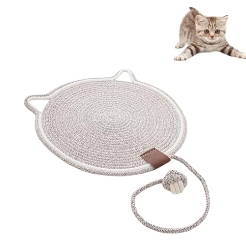 Pets Dual Scratching Pad, Haustiere Doppel-Kratzmatte, Kratzmatte Katze, Katzenkratzpad aus natürlichem Baumwollseil, großes Katzenbett, Katzenkratzpad mit Katzenspielzeug (Grau, 42cm) von LUCKKY