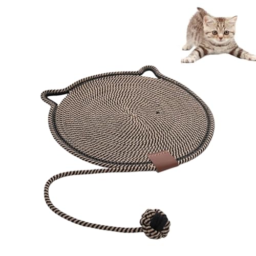 Pets Dual Scratching Pad, Haustiere Doppel-Kratzmatte, Kratzmatte Katze, Katzenkratzpad aus natürlichem Baumwollseil, großes Katzenbett, Katzenkratzpad mit Katzenspielzeug (Schwarz, 42cm) von LUCKKY