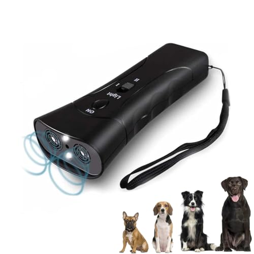 Ultraschall-Antibell-Hundegerät,Ultraschall Anti Bellen Hund Gerät,BarkGuard Anti-Bellgerät für Hunde,3 Ebenen Ultraschall Anti Bell Gerät mit LED-Taschenlampe,Tragbares Antibell für Hunde (Aufladbar) von LUCKKY