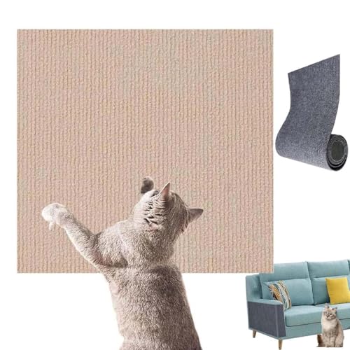 Vowtrlleoy Cat Scratching Cloth,Selbstklebend Kratzmatte Katze,Kratzmatte Katze Wand,Kratzschutz Sofa Katze,DIY Trimmbarer Katzen Kratzmatte für Schützt Teppiche Sofa Möbelschutz (Khaki, 30 * 100CM) von LUCKKY