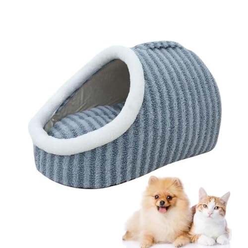 Zentric Cozy Pet Bed, Zentric gemütliches Haustierbett, Kätzchenbett für Kleine Katzenhöhle, Weiches Plüsch Warm Winter Haustierbett Katzenhöhle, Haustierbett mit Abdeckung Cave (Blau, L) von LUCKKY