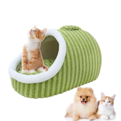 Zentric Cozy Pet Bed, Zentric gemütliches Haustierbett, Kätzchenbett für Kleine Katzenhöhle, Weiches Plüsch Warm Winter Haustierbett Katzenhöhle, Haustierbett mit Abdeckung Cave (Grün, L) von LUCKKY