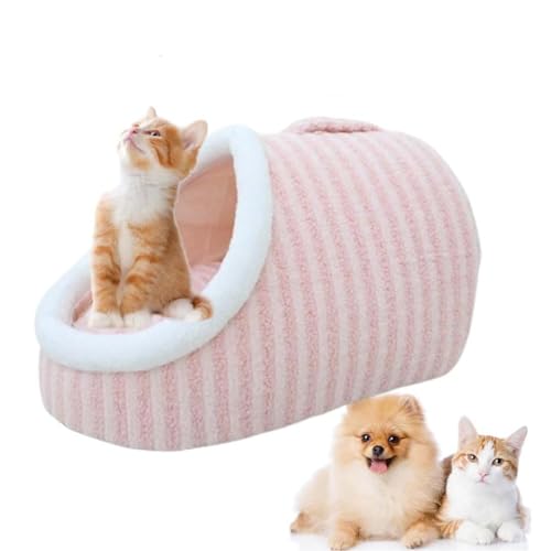 Zentric Cozy Pet Bed, Zentric gemütliches Haustierbett, Kätzchenbett für Kleine Katzenhöhle, Weiches Plüsch Warm Winter Haustierbett Katzenhöhle, Haustierbett mit Abdeckung Cave (Rosa, L) von LUCKKY