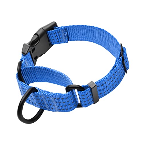 LUCKYDC Martingale Halsband zum Trainieren von Hunden Verstellbare Nylon Reflektierende Hundehalsbänder mit Schnalle,Kein Ziehen, für mittelgroße große XL Hunde. Hilft bei starken Ziehen (M, Blau) von LUCKYDC