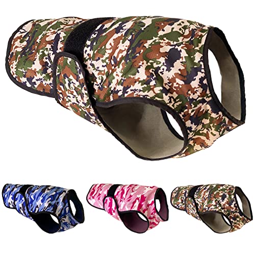 LUCOLOVE Kühlweste für Hunde, leichte 2-lagige Camouflage-Armee-Druck, Haustierkühlerjacke für alle kleinen bis sehr großen Hunde. UV-Schutz, Spazierengehen (Grün, X-Large) von LUCOLOVE