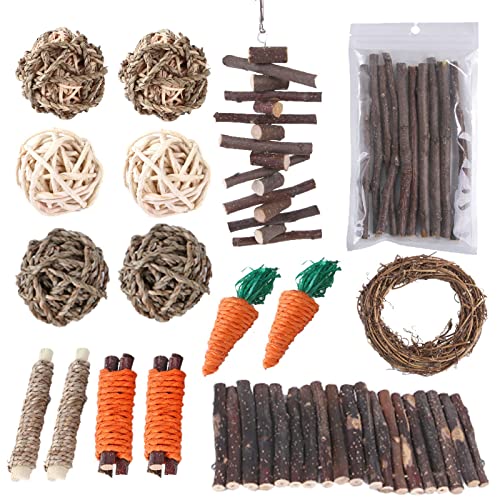 LUDAKE Hamster Schaukel Hamster Spielzeug Set Ruhen Brücke Set für Hamster für Meerschweinchen, Rennmäuse, Mäuse Rattan von LUDAKE