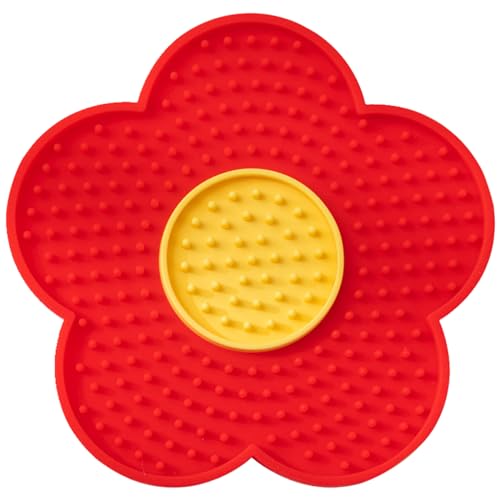 Leckmatte für Katzen in Blumenform mit Saugnäpfen, für Futter und Katzen, Leckmatte, Silikon-Pad von LUDAKE