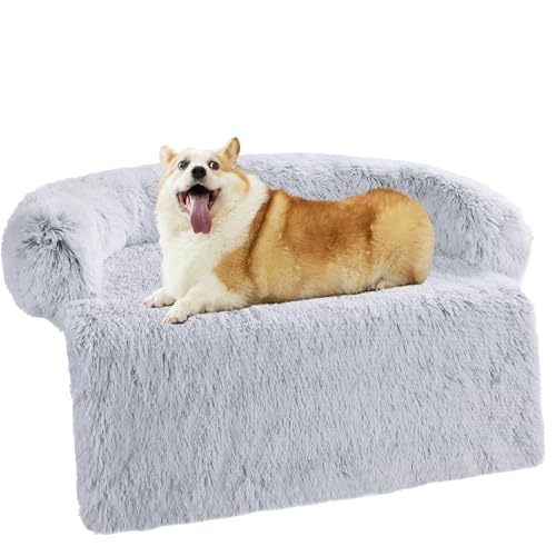 LUFEEMGA Hundesofa Bett Matte Weiche Plüsch Couch Waschbar Haustier Bett Kissenbezug Haustier Sofa Matte für Möbel Schutz Rutschfeste Unterseite Sofakissen für Hunde Katzen von LUFEEMGA