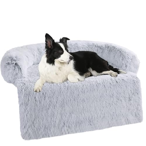 LUFEEMGA Hundesofa Bett Matte Weiche Plüsch Couch Waschbar Haustier Bett Kissenbezug Haustier Sofa Matte für Möbel Schutz Rutschfeste Unterseite Sofakissen für Hunde Katzen von LUFEEMGA