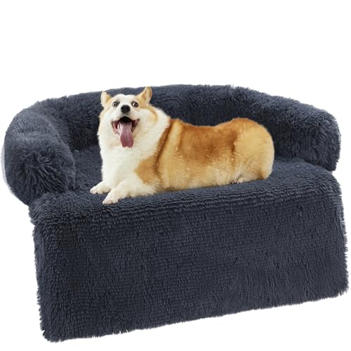 LUFEEMGA Hundesofa Bett Matte Weiche Plüsch Couch Waschbar Haustier Bett Kissenbezug Haustier Sofa Matte für Möbel Schutz Rutschfeste Unterseite Sofakissen für Hunde Katzen von LUFEEMGA