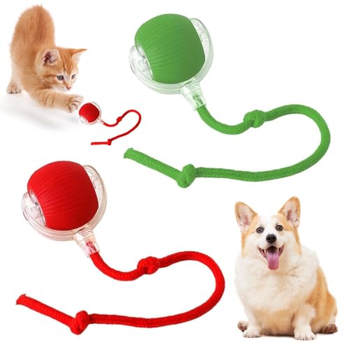 LUFEIS Interaktiver Katzenball, Automatisches Katzenspielzeug, Smart Cat Toy Ball, Elektrischer Hundeball Spielzeug, Kauender Viraler Rollball, Interaktiver Hundeball, 360° Rotierender Rollball für von LUFEIS