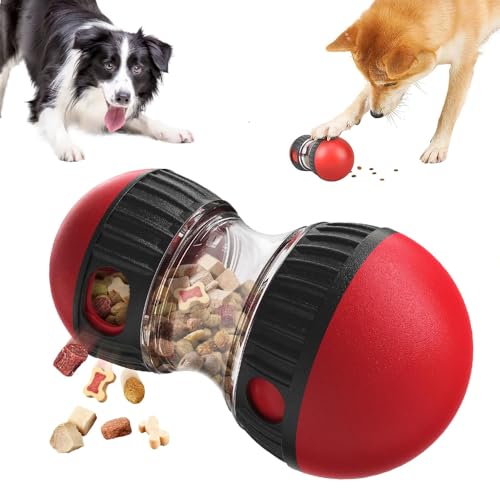 LUFEIS Interaktives Hundespielzeug, Rolling Dog Treat Dispenser Slow Feeder, Einstellbare Leckerli Dosierung Hundespielzeug für Kleine Mittlere Hunde, Hund Anreicherung Spielzeug Puzzle Feeder für IQ von LUFEIS