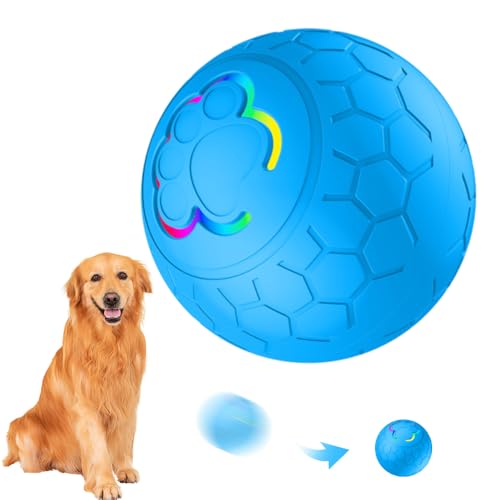 LUFEIS Interaktives Hundespielzeug, waschbar, bewegliches Hundespielzeug, intelligenter selbstrollender Ball Hundespielzeug mit LED-Blitzlicht, wiederaufladbares automatisches Rollballspielzeug für von LUFEIS