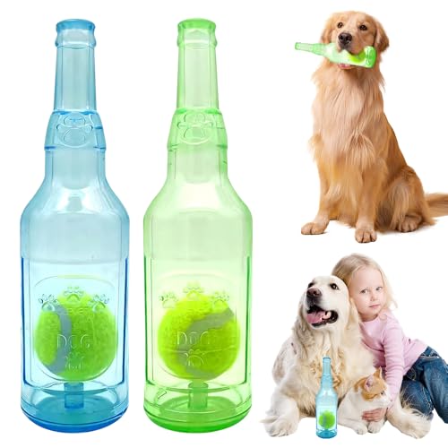 LUFEIS Kauspielzeug für Welpen, unzerstörbar, Ball in Gummiflasche, Hundespielzeug, Outdoor-Hundespielzeug für kleine, mittelgroße und große Hunde, quietschendes, interaktives Hundespielzeug für von LUFEIS