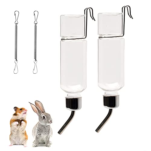 LUFEIS Trinkflasche Kaninchen, 2 Stück Trinkflasche Kaninchen Mit Halterung, 350ml Trinkflasche Hasen, Hängende Kleintiertränke, für Kleintiertränke Meerschweinchen Hamster Chinchillas von LUFEIS