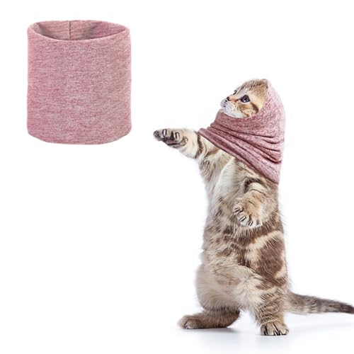 LUFFLOK Katzen Mütze, Katzenbekleidung, Katzenkostüm, Winterwarme Mütze, Ohrenschützer für Katzen, Snood für Angstlinderung, Haustier Kapuzenpullover, Katzenkostüme, Lärmschutz für Katzen (Rosa) von LUFFLOK