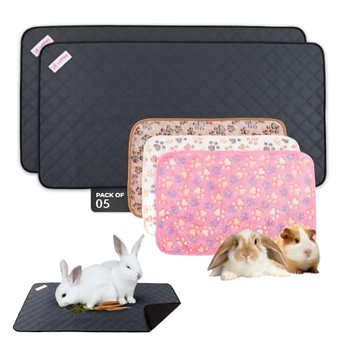 LUFTPETS 5-teiliges Set für Meerschweinchen-Käfig, waschbar, mit 2 Meerschweinchen-Bettmatten 61 x 119,4 cm und 3 Meerschweinchen-Fleece-Einlagen, wasserdicht, 61 x 40,6 cm, funktioniert hervorragend von LUFTPETS