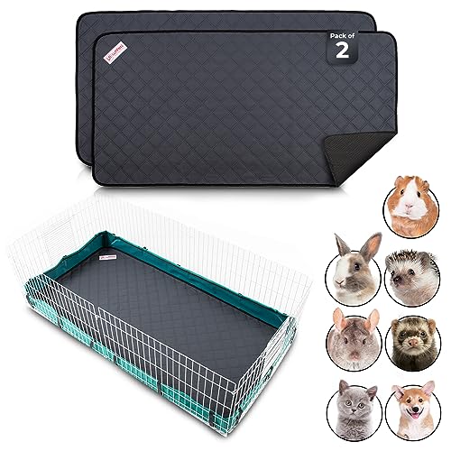 Luftpets Meerschweinchen-Käfigeinlage (2er-Pack) 119,4 x 61 cm | waschbare und wiederverwendbare Bettwäsche für Meerschweinchenkäfige | rutschfest, extra saugfähig und wasserdicht | ideal für kleine von LUFTPETS