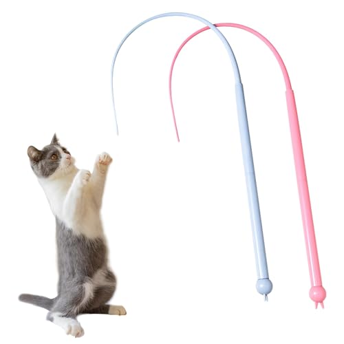 LUHOCIY 2 Stück Twiggle Tail Katzenspielzeug, Katzenangel SilikonLang, Twigletail Katzenangel Geeignet für Katzen zum Spielen, Sicheres und Ungiftiges Material, Resistent Gegen Beißen und Kratzen von LUHOCIY