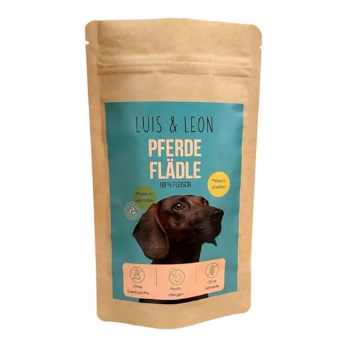 Pferde Flädle von Luis & Leon, Fleischstreifen, Kaustreifen, Hundeleckerli 98% Fleisch, Getreidefrei, Hypoallergen, 100% Natürlich, (2 x 140 g) von LUIS & LEON Paws for Change