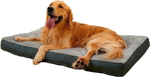 LUJCCHY Hundebett-Matte für große Hunde, 90 cm L x 56 cm B x 8 cm H, Polyesterfaser, abnehmbarer Bezug, rutschfeste Hundehütten-Pad, Haustier-Schlafmatratze für Hunde bis zu 34 kg von LUJCCHY
