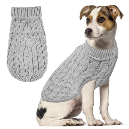 LUKDUNG Hunde Rollkragen Strickpullover, Winterwärmer Hundepullover, Dicker Pullover, Strickwaren, Pullover Knitwear, Kleidung für kleine, mittelgroße Hunde und Katze von LUKDUNG