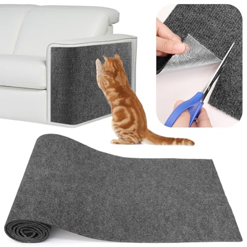 LUKDUNG Kratzmatte Selbstklebend 200cmx40cm, Kratzschutz Sofa Katze, Selbstklebend Kratzmatte Katze Wand, Kratzmatte Katze, DIY Kratzteppich Katze, Dunkelgrau von LUKDUNG