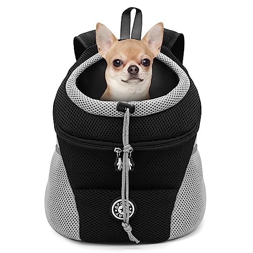 LUKDUNG Pet Hunderucksack Katzerucksack, Haustier Rucksack Tragbare Hundetragetasche Reisen, für kleine mittlere Hunde Katzen Atmungsaktive Freisprechtasche für Wandern Radfahren Freien (schwarz, S) von LUKDUNG