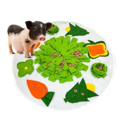 Schnüffelmatte für Mini-Schwein, Schweinespielzeug für Mini-Schweine, Mini-Schweine-Zubehör, Haustier-Leckerli-Füttermatte, Puzzle-Spielzeug fördert natürliche Futtersuche, 58,4 x 58,9 cm (weiß und von LUKHMELF