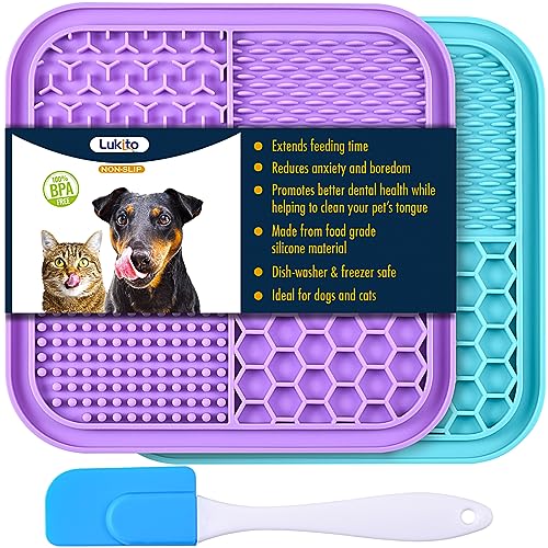 2 Stück Leckmatte für Hunde mit Saugnäpfen, Premium-Leckpad zur Angstlinderung, Slow Feeder Hundenäpfe, perfekt zum Baden, Pflegen und Training von LUKITO