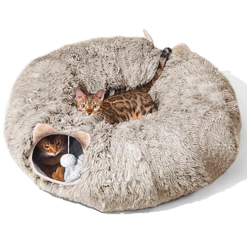 LUKITO Katzentunnel, Großer Katzentunnel mit Zwei Eingängen Katzenhöhle, Geeignet für Katze, Katzenspielzeug für Indoor-Katzen, Weiches Katzenbett von LUKITO