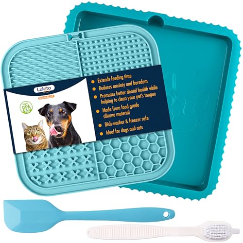 LUKITO Leckmatte & Hundenapf 2 in 1 für Hunde & Katzen, Hund Erdnussbutter Leckpads für Langeweile Reduzierer, Haustiernapf, Hundewasser und Futterschale von LUKITO