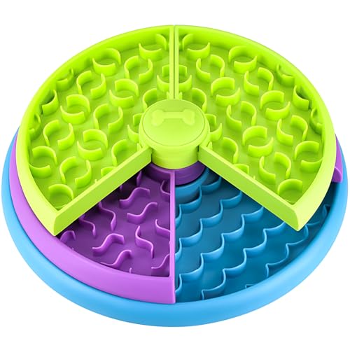 Slow Feeder Hundenäpfe - 3 Schichten Interaktives Hunde-Puzzlespiel, Anti-Rutsch Slow Eating Bowl, Labyrinth Hundefutterschale, Anti-Ersticken Puzzle Feeder für Hunde & Katzen von LUKITO