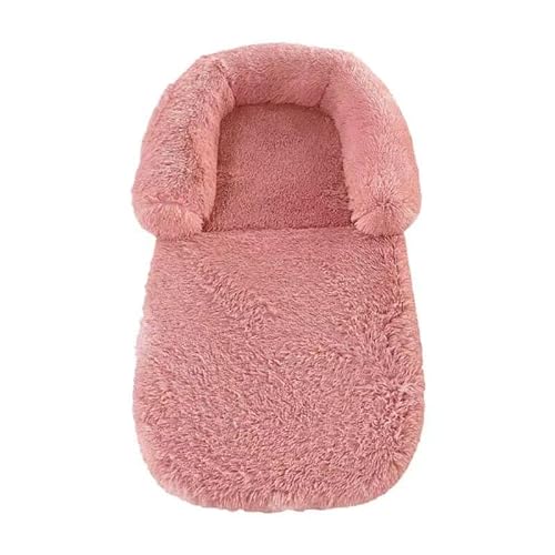 LULUMAIC 2 in 1 menschlichem Hundebett, faltbares menschliches Hundebett, großes Hundebett, plüschiger Hundesofa für Erwachsene, Haustier (Pink) von LULUMAIC