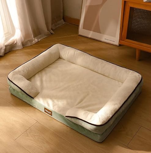 LULUMAIC Faltbares Lazy Sofa, großes menschliches Hundebett für Menschen, Erwachsene und Haustiere, luxuriöses Fell-Hundebett in menschlicher Größe für Menschen, wasserdicht, waschbar (weiß, 85 x 60 von LULUMAIC