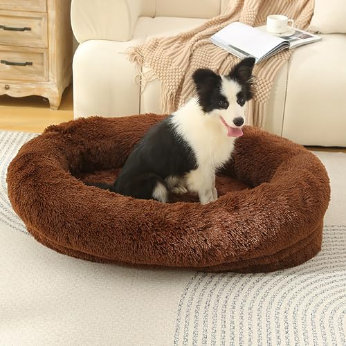 LULUMAIC Flauschige Hundebettmatratze, weiches warme Hundemattenbett, waschbare Hundekiste Matratze, Haustierkatze -Betten Kissenmatratze, beruhigendes Anti -Angst -Hundebett (Brown 75x5x18cm) von LULUMAIC