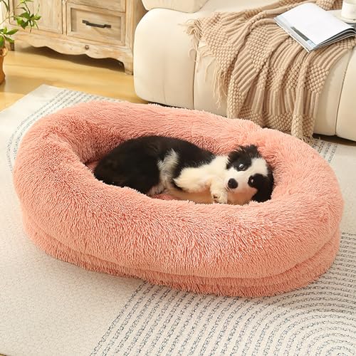 LULUMAIC Flauschige Hundebettmatratze, weiches warme Hundemattenbett, waschbare Hundekiste Matratze, Haustierkatze -Betten Kissenmatratze, beruhigendes Anti -Angst -Hundebett (Pink 120x85x25 cm) von LULUMAIC